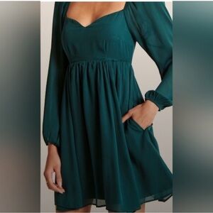Abercrombie & Fitch | Babydoll | A-line |Dark Green |Long Sleeve |Dress| Size S